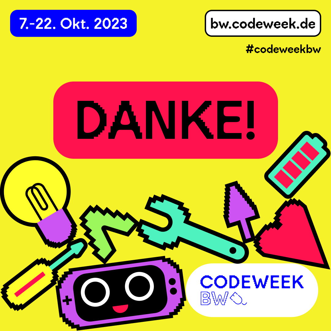 🥳It’s a wrap! Mit >430 Workshops von >70 Veranstaltenden ist die von uns koordinierte Code Week #BaWü 2023 zu Ende gegangen (ein paar Angebote gibt es noch auf bw.codeweek.de!) 1.000 Dank an alle Beteiligten & Unterstützer! Schön war's! 🫶 @CodeWeekGermany #codeweekbw