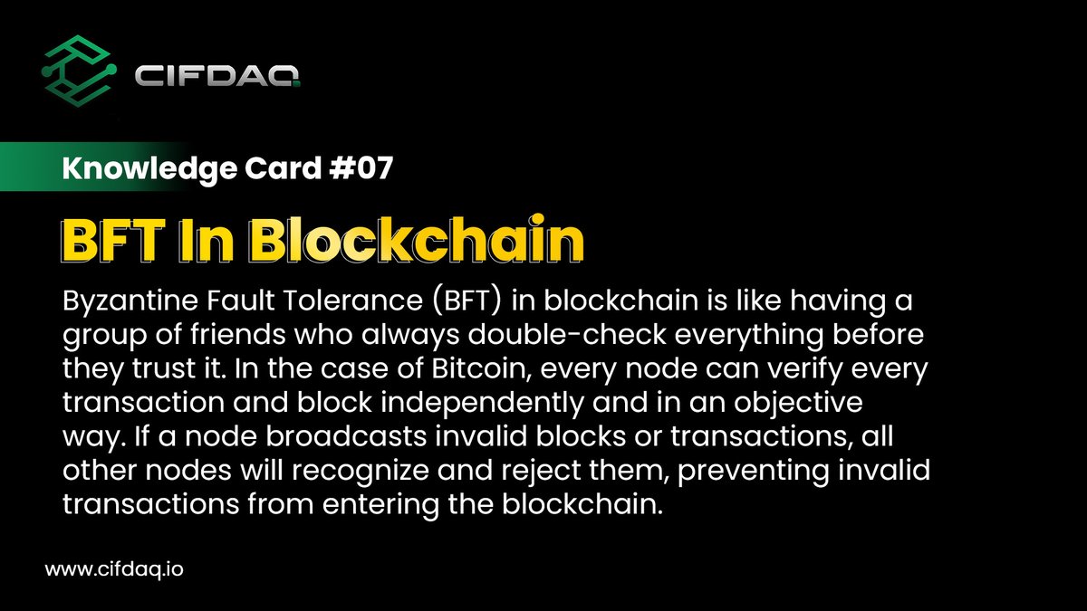 cifdaq's tweet image. Ever heard of the backbone that holds the #decentralized world together? Presenting our latest #KnowledgeCard on the &quot;Byzantine Protocol!&quot;

Dive in to uncover the cornerstone of #blockchain tech. Expand your #web3 knowledge NOW!💡

#ByzantineFaultTolerance #BFT