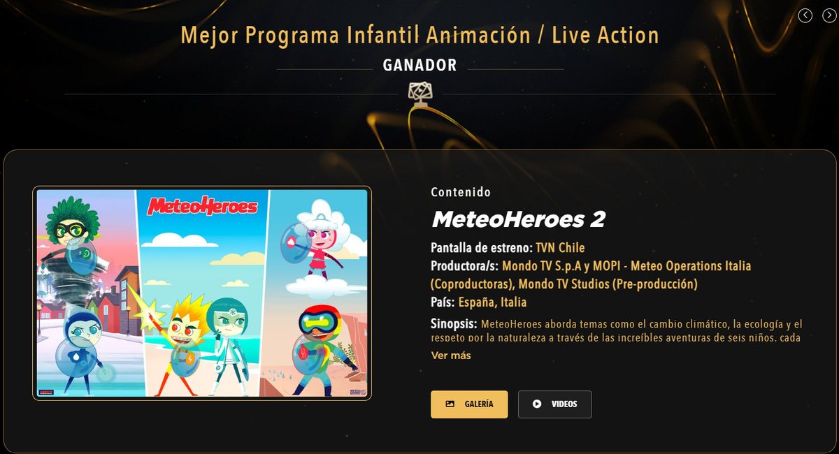 We've got a really exciting news! 🎉 #MeteoHeroes2 awarded the Best Animation/Live Action Children's Programme category at 
<a href="/premiosPRODU/">Premios PRODU</a>. 🏆
Thank you <a href="/PRODU/">PRODU</a> for the recognition, and congratulations to the rest of winners and finalists!👏🏼

#meteoheroes #savingplanetearth