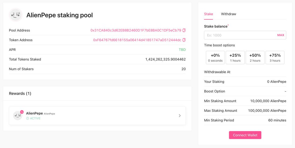 AlienPepe_lol's tweet photo. We currently have 20 stakers!
Join to get more profit from a huge reward pool!

https://t.co/FFwviNX57a

#stake #reward #profit #huge #pinksale #alienpepe #bsc #BNB #trend #trending https://t.co/nq7ynPUQ63