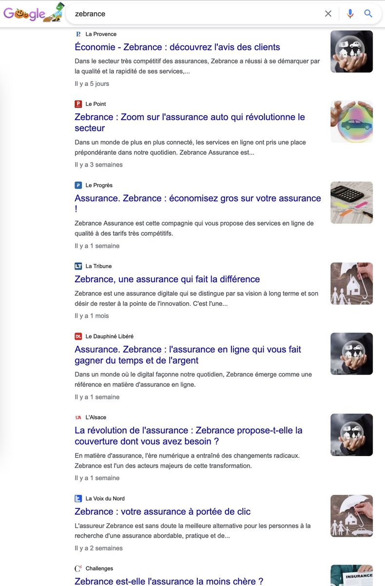 La liste des journaux concernés dans la promotion du faux assureur Zebrance est effarante. 

#arnaque #ScamAlert