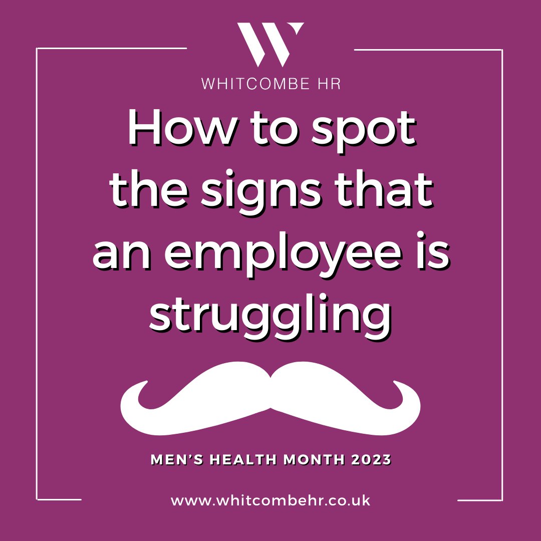 WhitcombeHR's tweet image. Signs that someone at work might be in distress include:

Avoiding social situations
Forgetting grooming
Missing social or sports events
Going quiet on group chats
Being more irritable than usual
Talking of death and dying or increased hopelessness

#movember #menshealth
