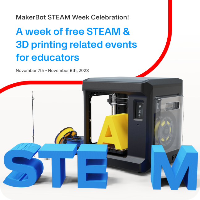 Join @makerbot for a week-long celebration of #STEM and #STEAM education with @makerbot's STEAM Week. We'll explore how 3D printing is revolutionizing the classroom experience and shaping the future of students' careers. Learn more here: pages.makerbot.com/MakerbotSteamW…