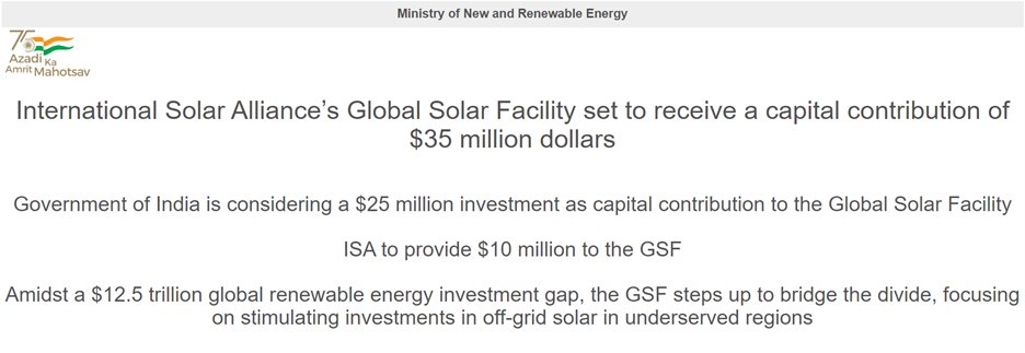 In line with our commitment to promoting clean, affordable energy and building a livable planet for children, we are catalysing  investments in <a href="/isolaralliance/">International Solar Alliance</a>'s #GlobalSolarFacility.  <a href="/RajKSinghIndia/">R. K. Singh</a> <a href="/mnreindia/">Ministry of New and Renewable Energy (MNRE)</a> <a href="/BloombergDotOrg/">Bloomberg Philanthropies</a> <a href="/CIFFchild/">The Children's Investment Fund Foundation</a> <a href="/katehamptongray/">Kate Hampton</a> shorturl.at/bwGMO