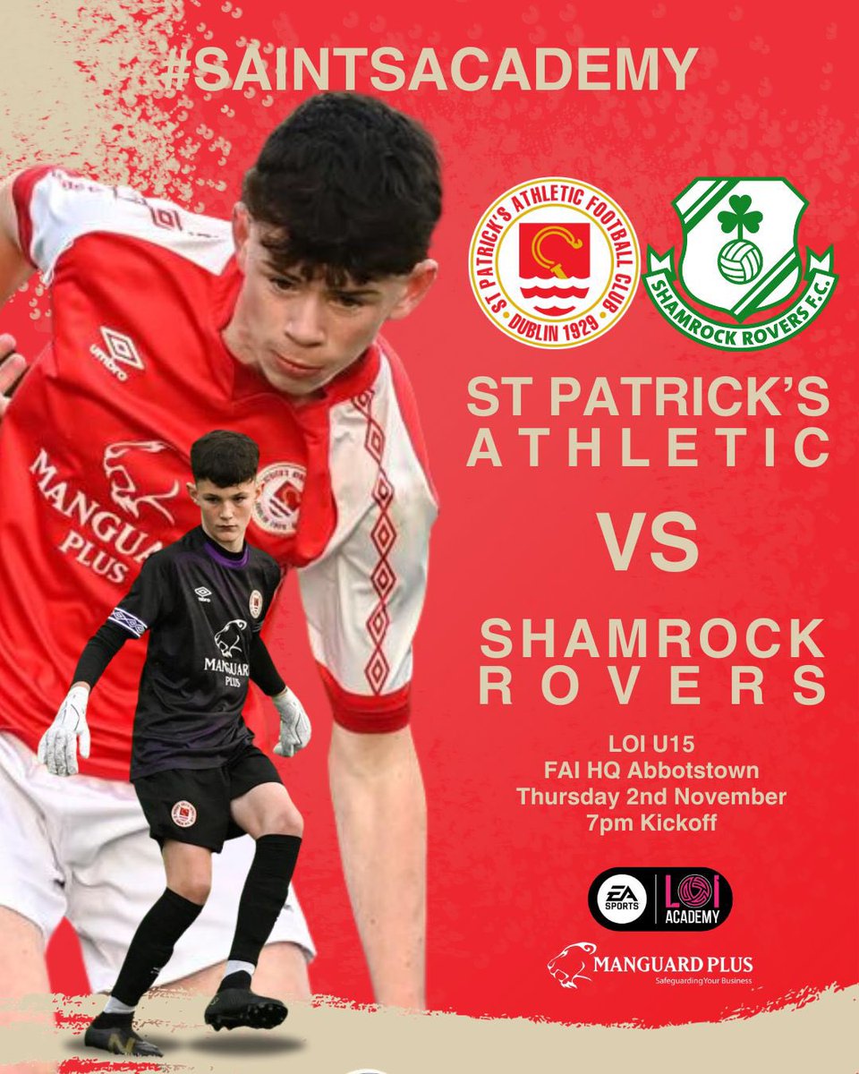 St Patrick's Athletic FC (@stpatsfc) on Twitter photo It’s 2nd against 1st in Abbotstown later as the EA Sports LOI Academy U15 title race really hots up 👊
Our #SaintsAcademy men come into the game one point behind leaders Rovers, with one game left to play for each team after tonight
#StPatsFC <a href="/ManguardPlus/">Manguard Plus</a> 🔴⚪️ It’s 2nd against 1st in Abbotstown later as the EA Sports LOI Academy U15 title race really hots up 👊
Our #SaintsAcademy men come into the game one point behind leaders Rovers, with one game left to play for each team after tonight
#StPatsFC <a href="/ManguardPlus/">Manguard Plus</a> 🔴⚪️