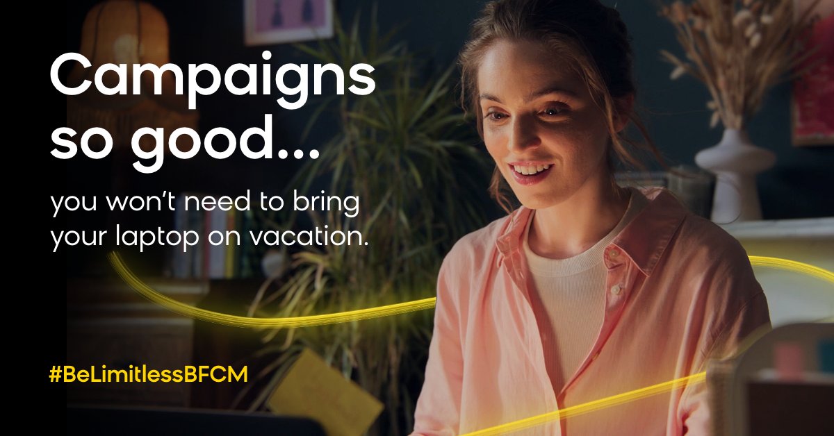bloomreach_tm's tweet photo. Enjoy your PTO with the confidence that comes when your #martech supports your goals.
Learn more about how Bloomreach can support your limitless goals this Q4: https://t.co/BhsJOJEEPp
#BeLimitlessBFCM #Bloomreach #BeLimitless https://t.co/FwYGk74yGU