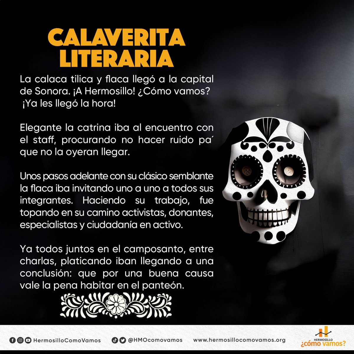 En el #DíadeMuertos , honramos a quienes ya no están con nosotros; para conmemorar esta hermosa tradición mexicana les compartimos una  #CalaveritaLiteraria . 🕯️✨ 
#DiaDeMuertos2023