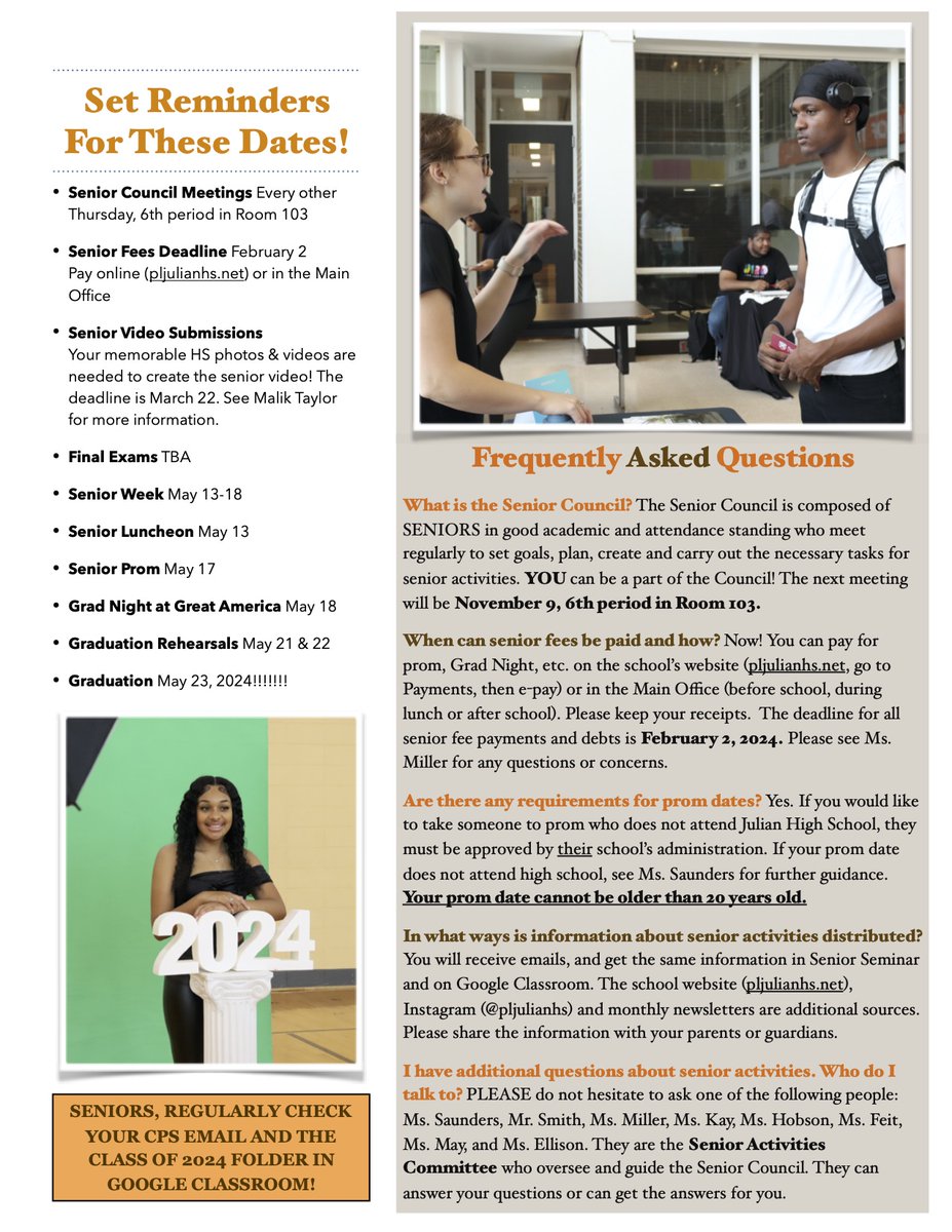 PLJBroadcasting's tweet photo. Senior Class of '24 November Newsletter. #seniornews https://t.co/CVdynuZ7rn