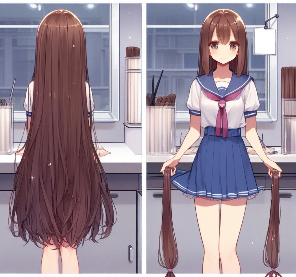 Hu_AIHaircut's tweet photo. Donating Hair? 😍
#BingAI #bingimagecreator #AnimeArt #animegirl #haircut #AIart #longhair #shorthair #bobbedhair #longtoshorthair #beforeafter #hair #hairstyle #AIgirl #girl https://t.co/UvtCZtSVC1