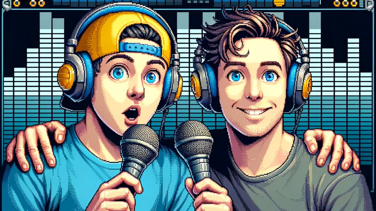 Attack's tweet photo. Another @AIForHumansShow day, which means another morning of self-loathing and second guessing YouTube thumbs!

I gave DallE-3 a picture of @gavinpurcell and me, asked for alternative artwork and provided zero instruction otherwise...

Well... should we swap?!? https://t.co/YoqoZWdbQn