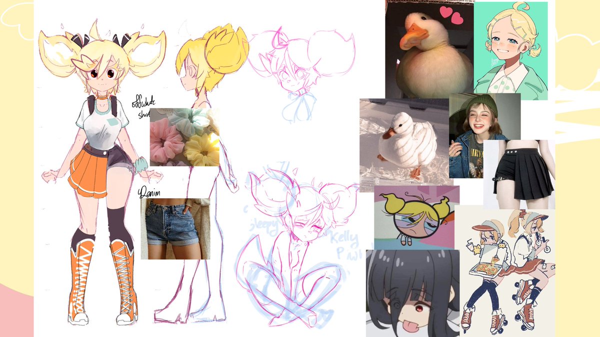 A mood board really helps with the development process of characters, so I thought I'd share this so you can see what goes on inside our heads.
#moodboard #characterdesign #art #ducks #datingsim #gamedevelopment