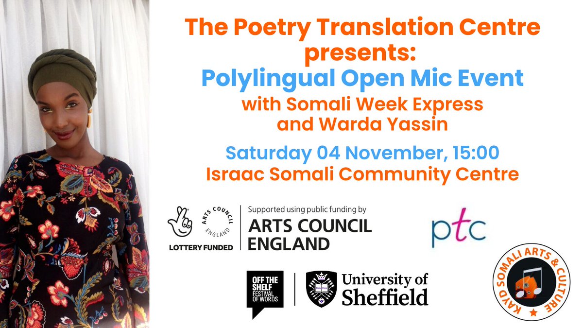 otsfestival's tweet photo. Don’t say goodbye to this year’s #OTSfest just yet… Join Somali-British poet @warda_ahy in celebration of #SomaliWeekExpress, hosted by us, @PoetryTranslate & @SomaliWeekFest, for a free event where English isn't the default & all languages and poems are welcome. More info👉bio. https://t.co/OHAbwWKukG