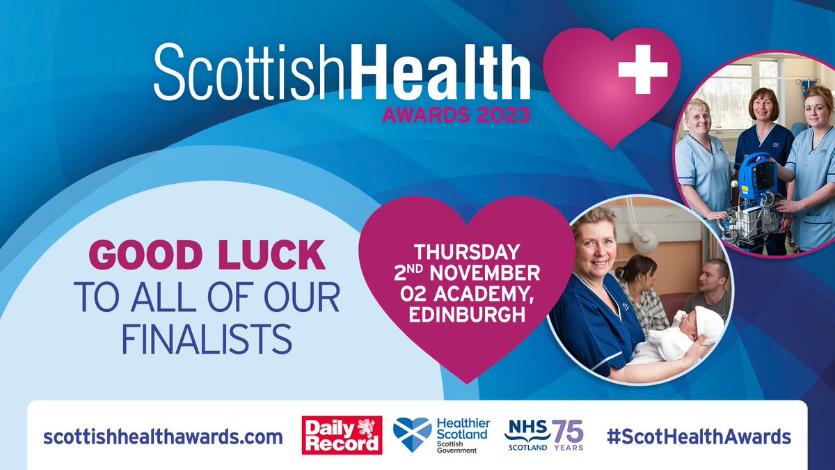 Good luck to all of our finalists at tonight's Scottish Health Awards! 🍀

⭐️ Doctor Award – Dr Colm McCarthy
⭐️ Integrated Care Award – Major Trauma Team
⭐️ Support Worker Award – Michelle Brownlee

We're keeping our fingers crossed for you all!