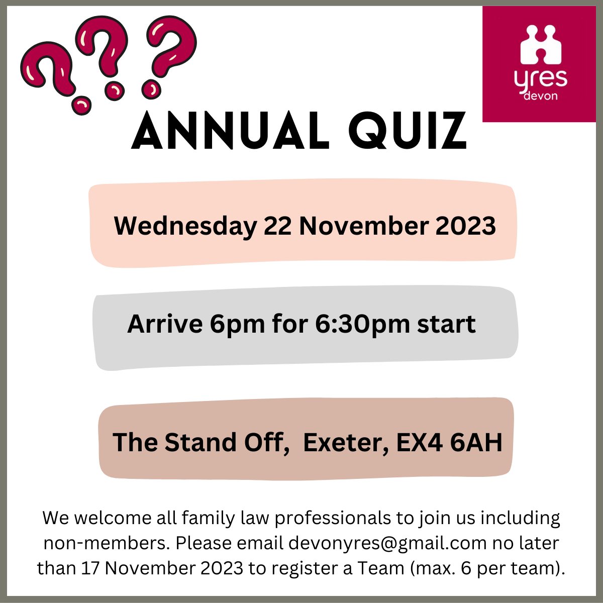 yresdevon's tweet image. We are looking forward to our quiz this year! Remember to register a Team by emailing devonyres@gmail.com