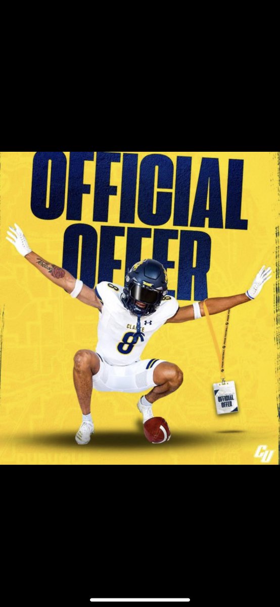 Blessed to receive my first offer from Clarke university 🤍💛<a href="/CoachHicksCU/">Adam Hicks</a> <a href="/Coach_Boren/">Blake Boren</a> @RivalsJohnson <a href="/adamgorney/">Adam Gorney</a> <a href="/MHSDawgsFB/">Montevallo Bulldogs Football</a>