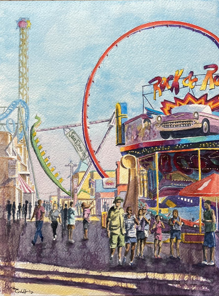 New #watercolor titled “Galveston Electric”, from photo of historic Galveston Pleasure Pier amusement park.
#painting
#watercolourpainting #watercolorpainting #art #watercolour #watercolorart #watercolourart #artist #myart 
#pleasurepier #LoveGalveston #galveston__island