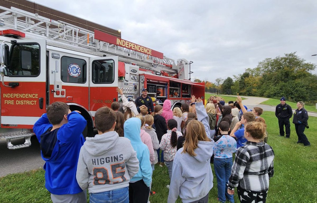 5th graders learning about fire safety from the Independence Fire department! #wtetowerup