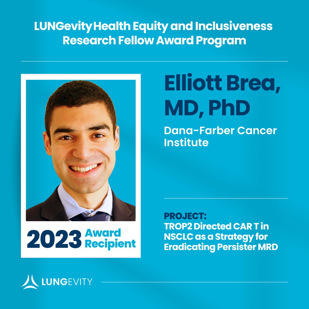 LUNGevity's tweet photo. Congratulations to LUNGevity’s 2023 Health Equity and Inclusiveness Research Fellows: Elliott Brea, MD, PhD (@DanaFarber) and Maria Trovero, PhD (@BostonChildrens) Learn more by visiting https://t.co/mDiQFOArcB

#TransformingLungCancer #LUNGevityResearch https://t.co/cUKvzZ3pz3