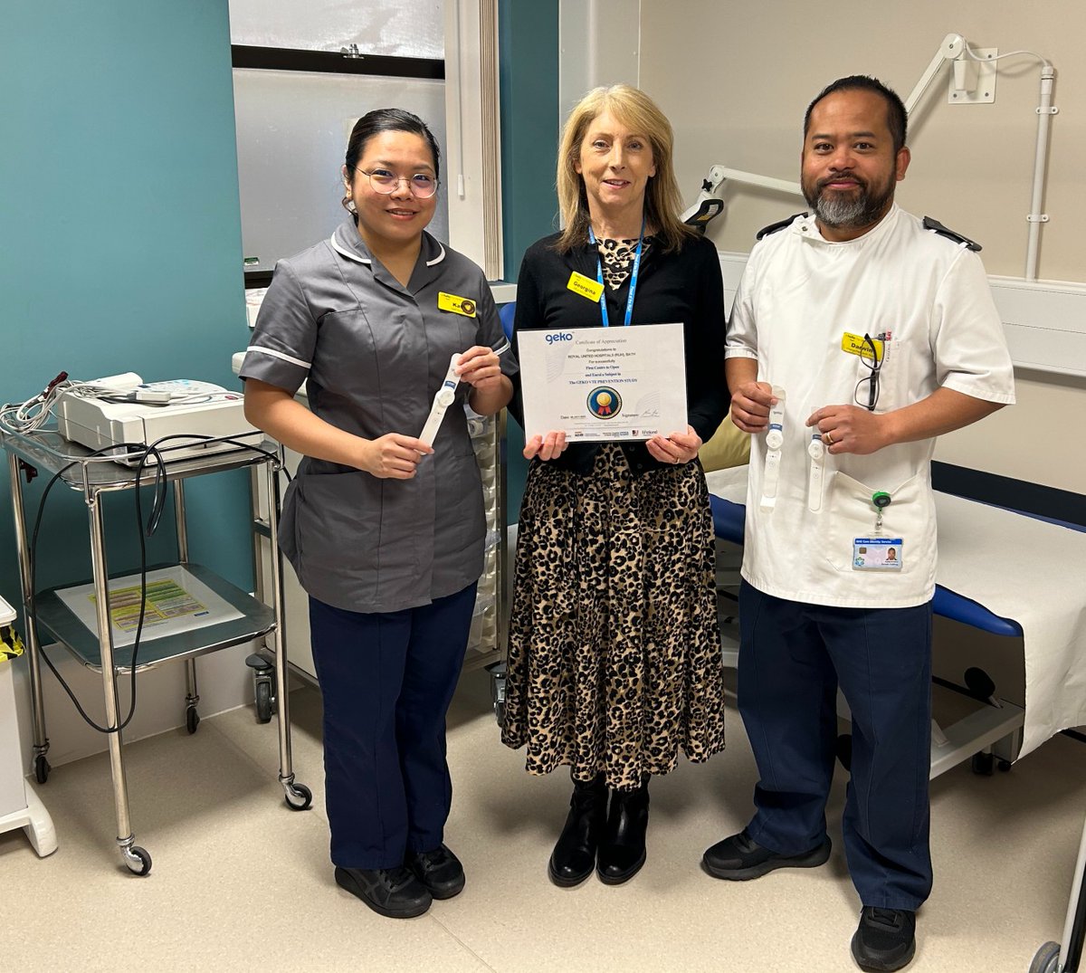 RUHBath's tweet photo. The RUH is the first research centre in the country to study how a the geko™ medical device could potentially reduce the risk of blood clots in people who are now less mobile as a result of a stroke.

▶ Read the story in full on our website: https://t.co/9pOQpj1e9X https://t.co/j6GXnMZ7Mw
