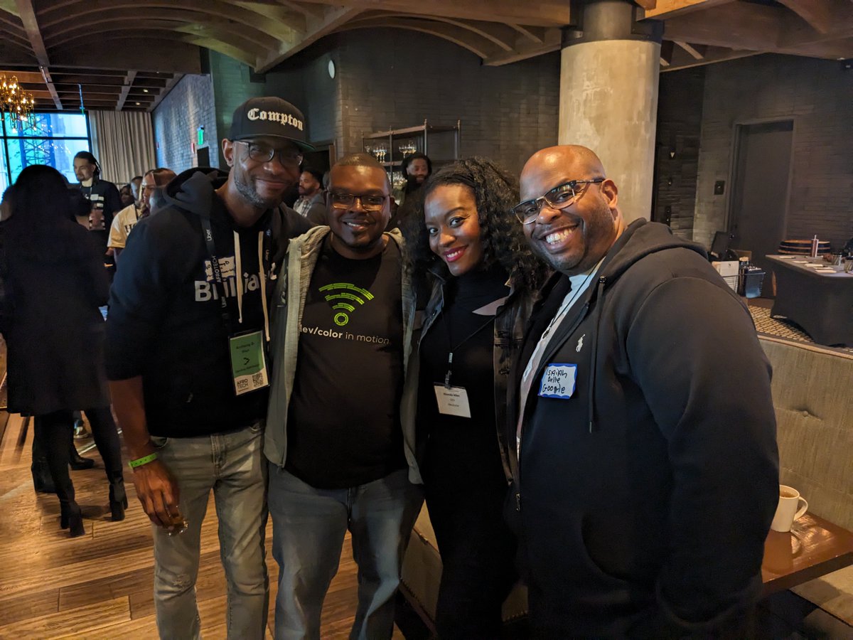 devcolororg's tweet photo. What an amazing night! Thank you to all of our members and friends from Black Product Managers, @colorstackorg, @the_colorwave and @goodienation  who joined us for an evening of insightful discussion and powerful connection at #AFROTECH23 powered by @concreterosevc. https://t.co/flOnILAD8b