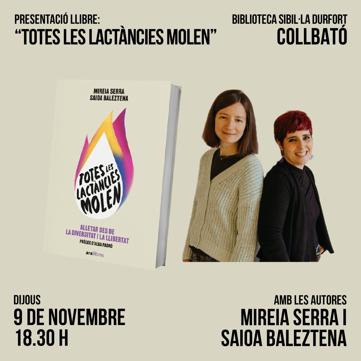 collbato's tweet photo. Presentació del llibre 'Totes les lactàncies molen'📚
🗓️Dijous, 9 de novembre
⌚️18:30
📍Biblioteca de #Collbató
🎟️Entrada gratuïta https://t.co/TKXHceAElO