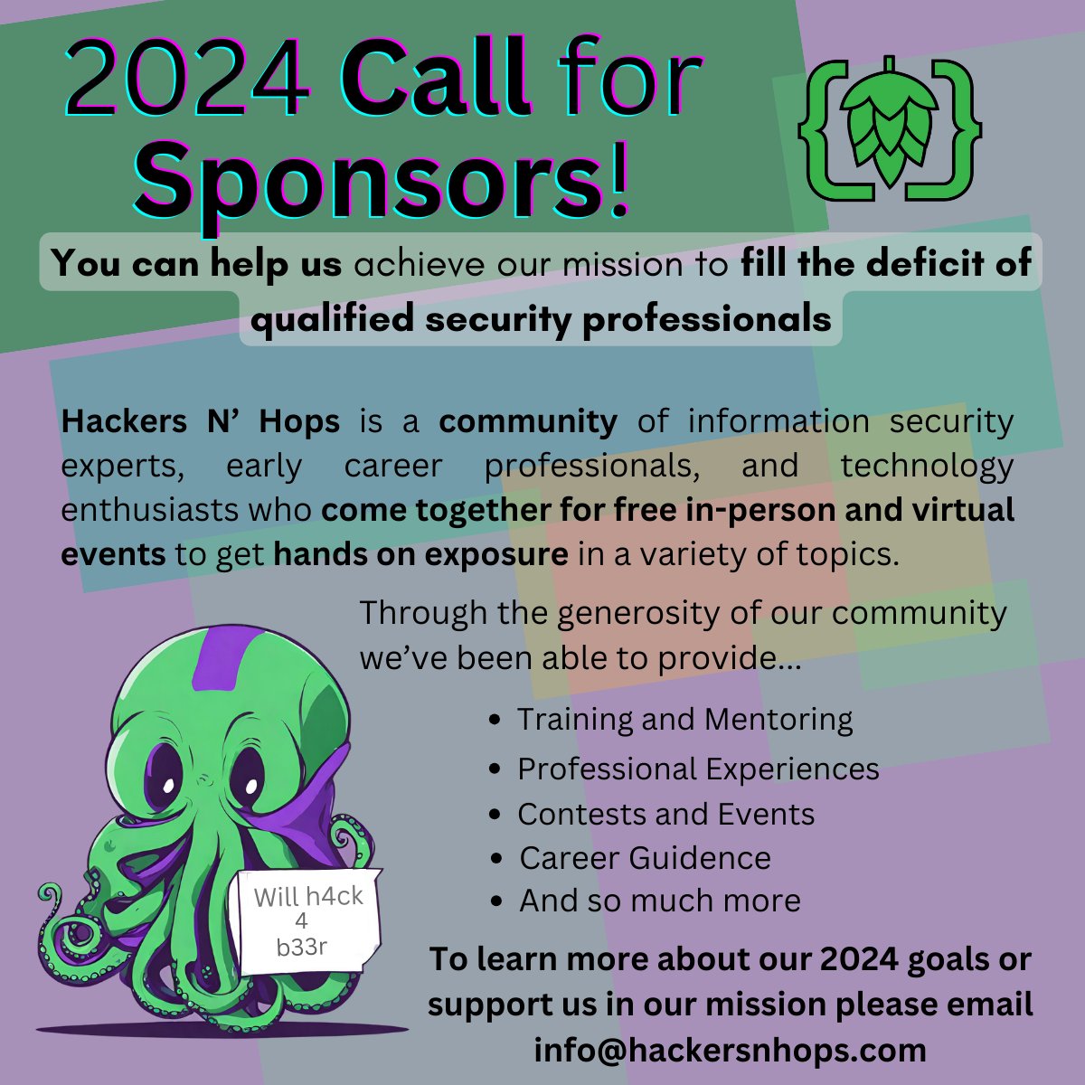 HackersNHops's tweet photo. If you share in our desire to help people break into the cyber profession or grow their skills to meet industry demands, please email us at info@hackersnhops.com for more information. Cheers!
#CyberSecurity #Sponsorship #infosecurity https://t.co/VL9wMyBUfI