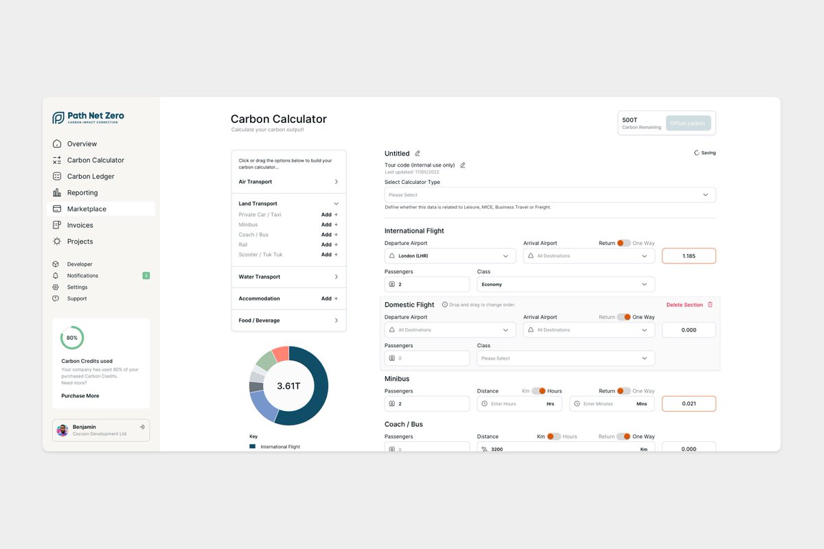 CocoonDev's tweet photo. Carbon Calculator 🪄

The dashboard allows customers to easily create a calculator by simply dragging and dropping components and filling out the required information. 

They can then quickly offset these calculators against projects they’ve chose to back using VERs. https://t.co/0PPAA1jftF
