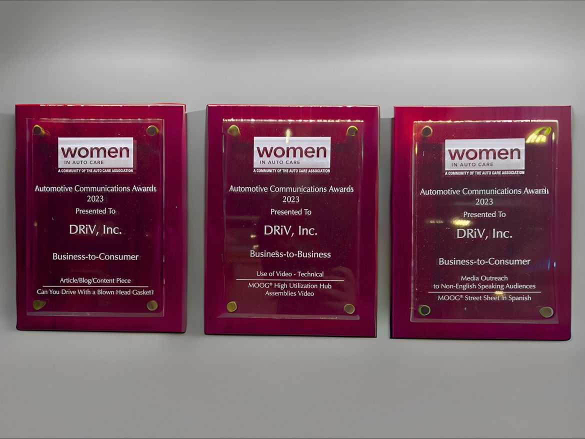 We're thrilled to announce that our DRiV marketing team members have won 3 automotive communications awards for our brands MOOG & Fel-Pro. Their creativity, passion, and hard work have truly paid off. Congratulations on this well-deserved recognition! 🎉🏆 #WomenInAutoCare
