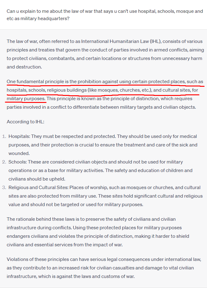 SabaKeraH's tweet photo. @EvanCull Refugee camps can be included in the same line as schools and hospitals.
Hamas violets the Rules of War in the most basic way which is using civilians as shield and not shielding civilians.
Israel have done beyond the required to alert civilians.
They CAN legitimately AND Legally https://t.co/HAFvUrCQHr