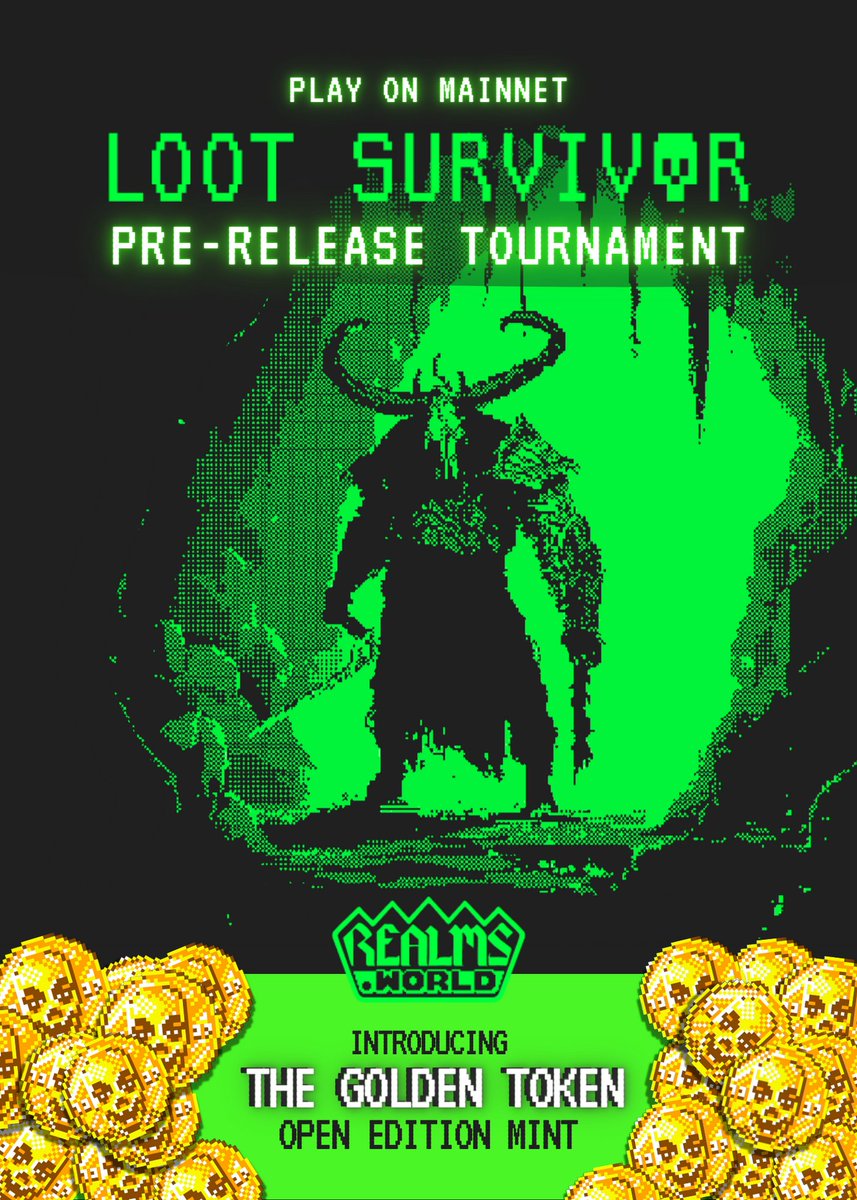When you thought it was safe to emerge, the beasts of #LootSurvivor have come to hunt you down on mainnet...

🪦 Pre-Release Tournament
🏆 $2k prizes
 🧌 Collectible onchain beasts
👾 Compete NOW on mainnet <a href="/Starknet/">Starknet 🐺🐱</a>

+⚱️ Introducing 'Golden Token'. Mint for a free game every day