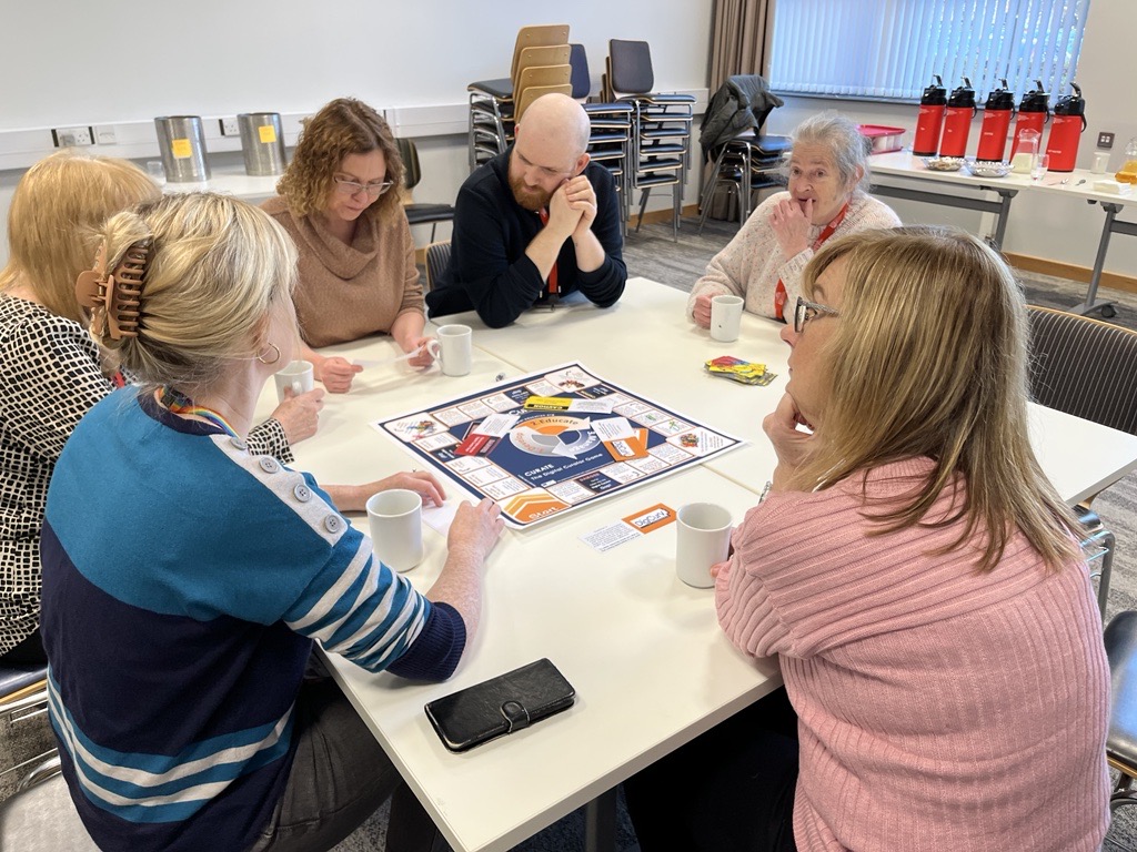 QUBSC's tweet image. We also had a game of CURATE to mark World Digital Preservation Day @QUBLibrary, a sort of monopoly like #digitalcuration game, much fun was had! 🤓#WDPD2023
