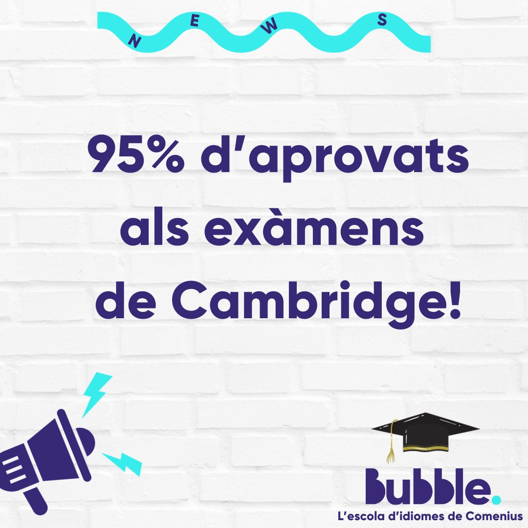 Bubblecomenius's tweet photo. Sabies que el 95% de l'alumnat Bubble que es va presentar als exàmens de Cambridge el curs passat va aconseguir el títol de A2, B1, B2 o C1?
Vine a formar part de la família Bubble i podràs traure't un títol oficial de Cambridge. 👩‍🎓🧑‍🎓

#academiasinglesvalencia https://t.co/xwBF8dgLpC