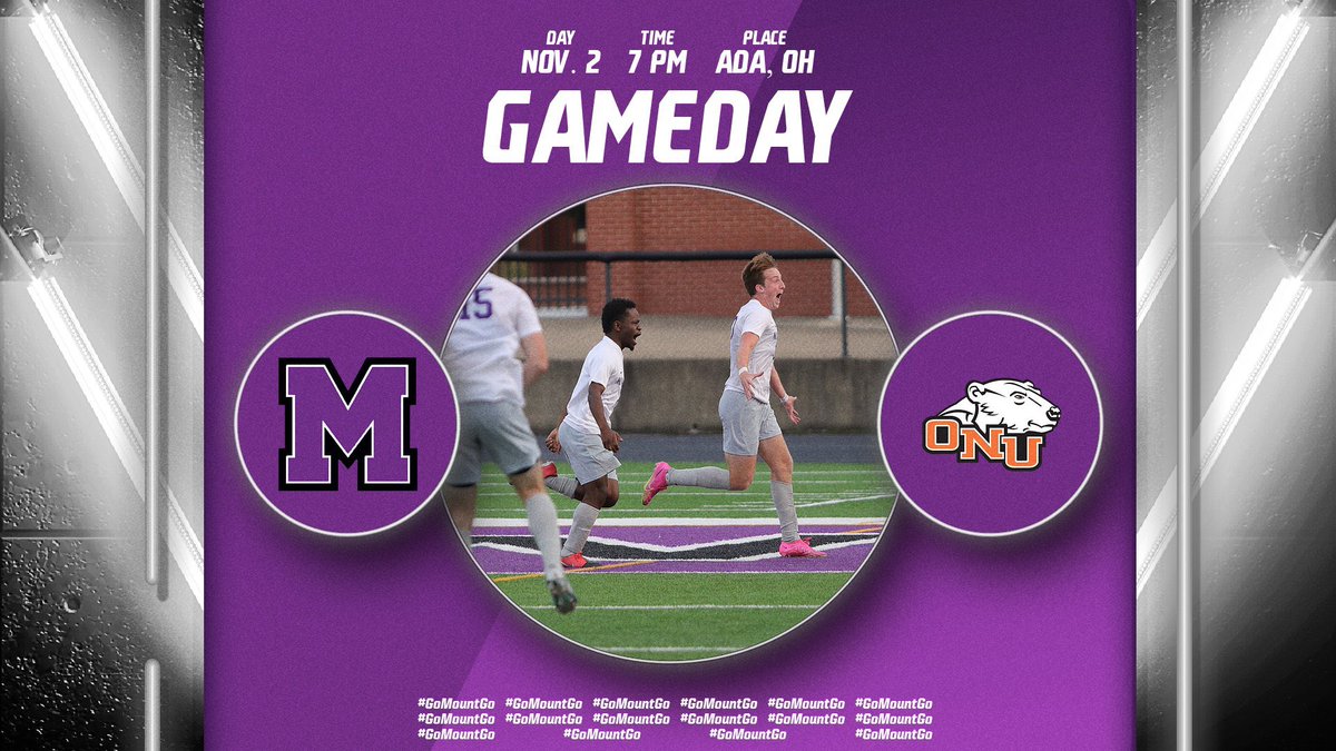 GAMEDAY! We travel to Ada to take on Ohio Northern in the OAC playoff semifinals. Kickoff at 7 P.M. #gomountgo #oac #NCAASoccer