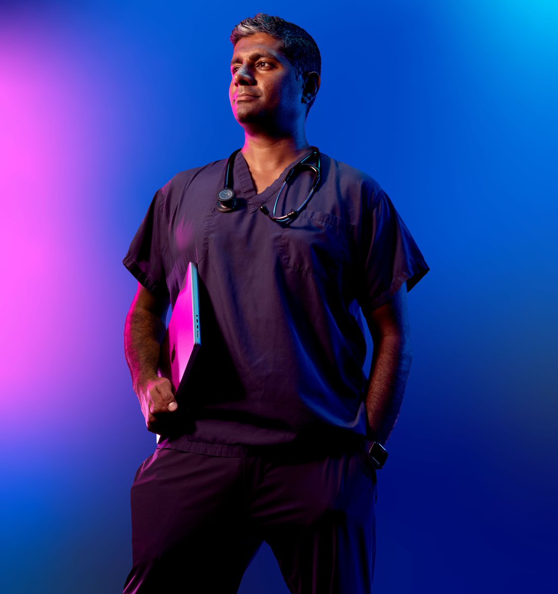 sickkids's tweet photo. @DrDevSK is an ED doctor &amp; computer scientist. When he sees problems in the clinic, he thinks of how AI can solve them. As a collaborator with the @SickKidsNews AI program, AIM, he’s developed two tools to improve patient care and reduce wait times. https://t.co/d5T2KJOPq5