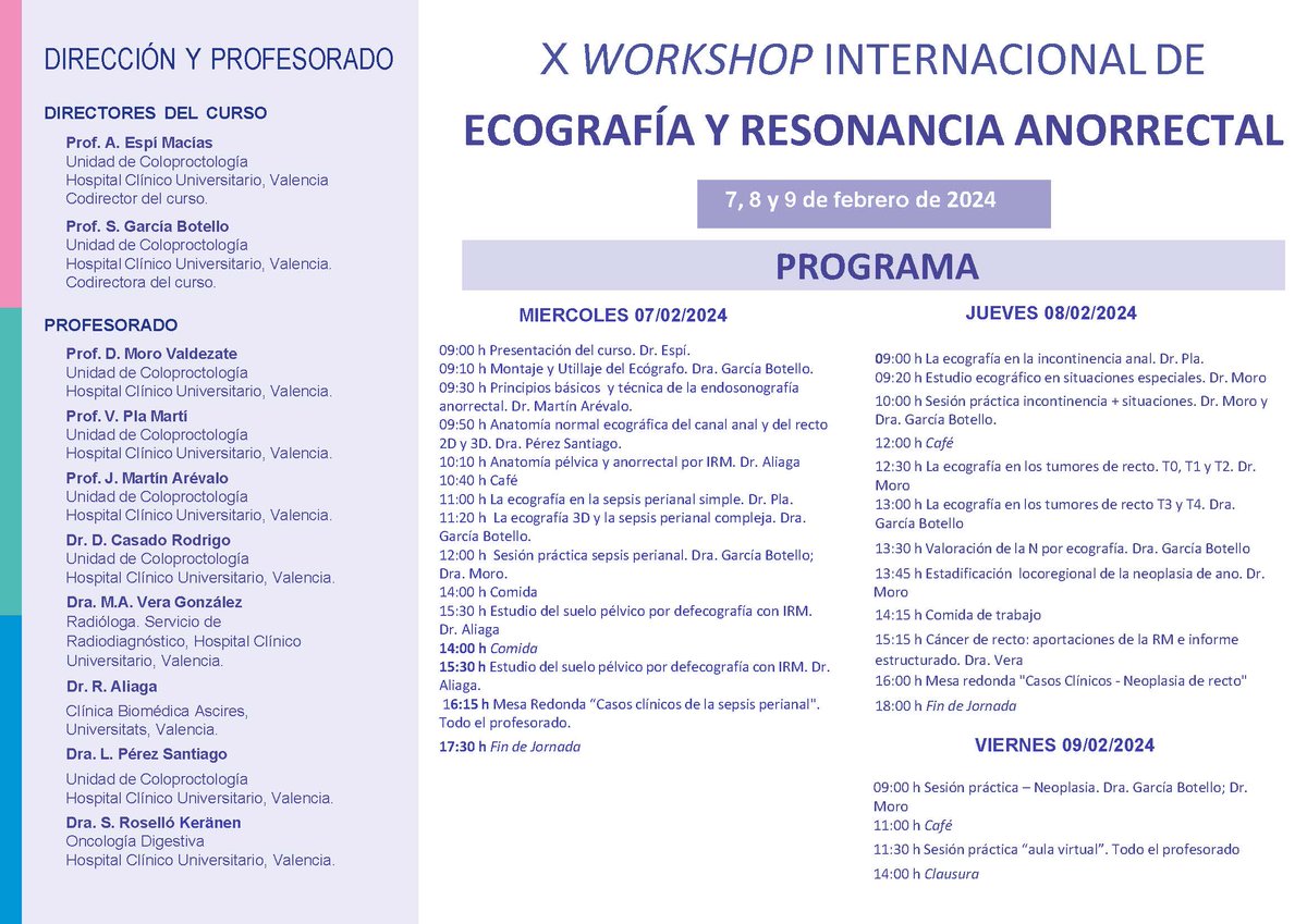 UCP Hospital Clínico Valencia (@clinicoucp) on Twitter photo ✍️✍️✍️‼️ Se abren inscripciones para el X Workshop Internacional de Ecografía y Resonancia Anorrectal que se celebra entre el 7 y el 9 de febrero 2024 <a href="/incliva_iis/">INCLIVA</a> <a href="/GVAclinic/">Hospital Clínic de València</a> <a href="/StephGaBotello/">Stephanie Garcia-Botello</a> <a href="/davidmoro78/">David Moro-Valdezate</a> <a href="/LPerezSantiago/">Leticia</a> <a href="/VicentePlaMarti/">Vicente Pla Marti</a> <a href="/AECP_FAECP/">AECP</a>
fundanet.incliva.es/CursosCongreso… ✍️✍️✍️‼️ Se abren inscripciones para el X Workshop Internacional de Ecografía y Resonancia Anorrectal que se celebra entre el 7 y el 9 de febrero 2024 <a href="/incliva_iis/">INCLIVA</a> <a href="/GVAclinic/">Hospital Clínic de València</a> <a href="/StephGaBotello/">Stephanie Garcia-Botello</a> <a href="/davidmoro78/">David Moro-Valdezate</a> <a href="/LPerezSantiago/">Leticia</a> <a href="/VicentePlaMarti/">Vicente Pla Marti</a> <a href="/AECP_FAECP/">AECP</a>
fundanet.incliva.es/CursosCongreso…