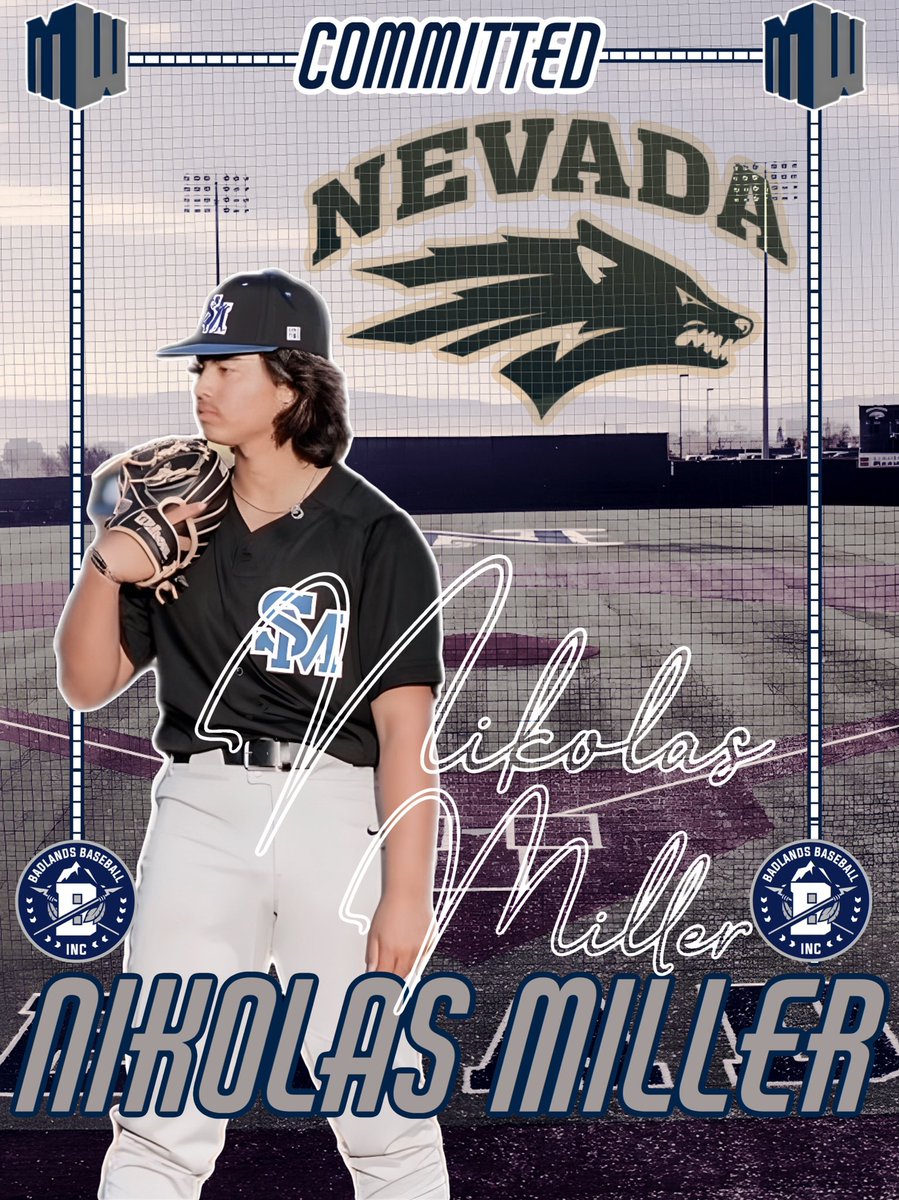 GhostBallClubLA's tweet photo. Congratulations to LHP Nikolas Miller on his commitment to play at the University of Nevada!! Best of luck out there @NikolasMiller5 !! #bbinc #badlandsbaseballinc #badlandsbaseball #WolfPackBaseball #UniversityofNevaada #gopack โพ๏ธ ๐บ ๐พ https://t.co/fIT8dW48aQ