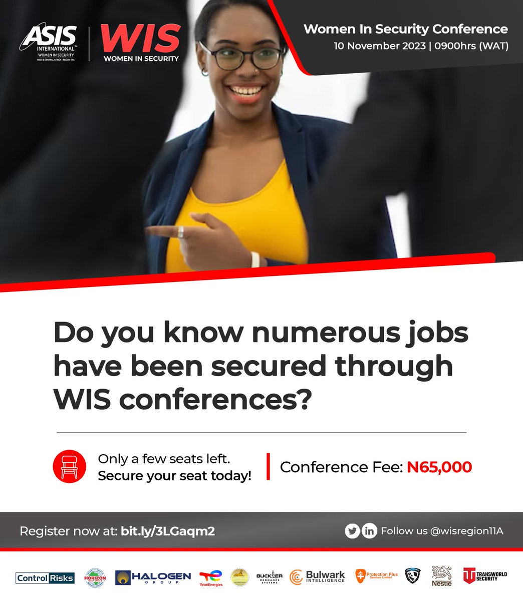 Did you know that the ASIS #WIS Conference is a magnet for influential figures in the security industry and attending the conference could be your chance to build relationships that can lead to job opportunities? Take advantage of this opportunity, register now! #WIS2023