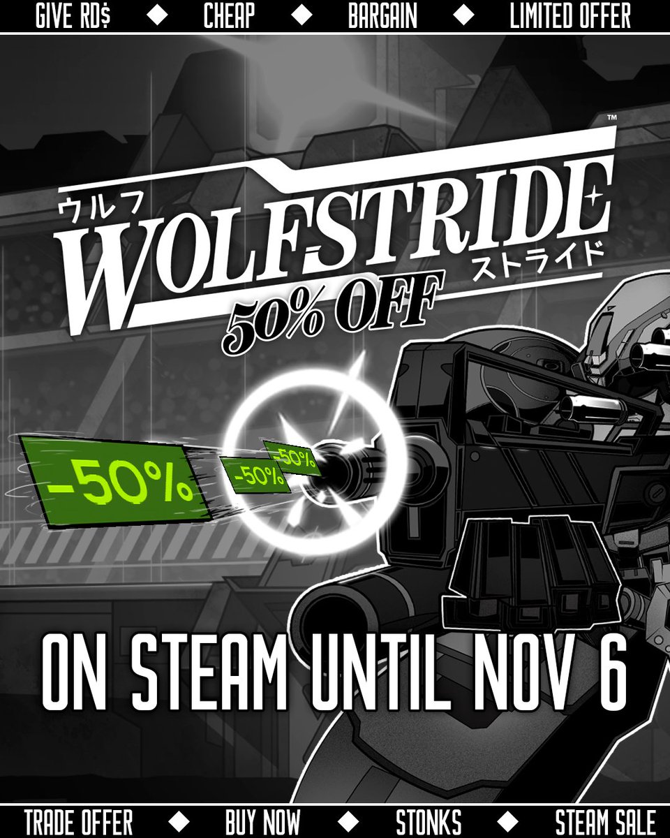 WOLFSTRIDE is 50%OFF on STEAM 'till november 6th!!! What are you waiting for??? Go get it!!! Foam Gun Out! #otaimon #wolfstride
