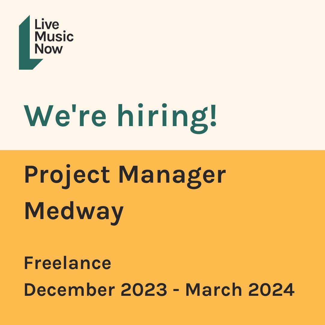 WE'RE HIRING! Freelance Project Manager in Medway

Deadline to apply: 9am on Monday 20th November 2023. Full job spec and how to apply here:
livemusicnow.org.uk/hiringpmmedway/

Spread the word!
#CharityJobs #ProjectManagement #MusicJobs #ArtsJobs #InclusiveMusic #AllTogetherNow