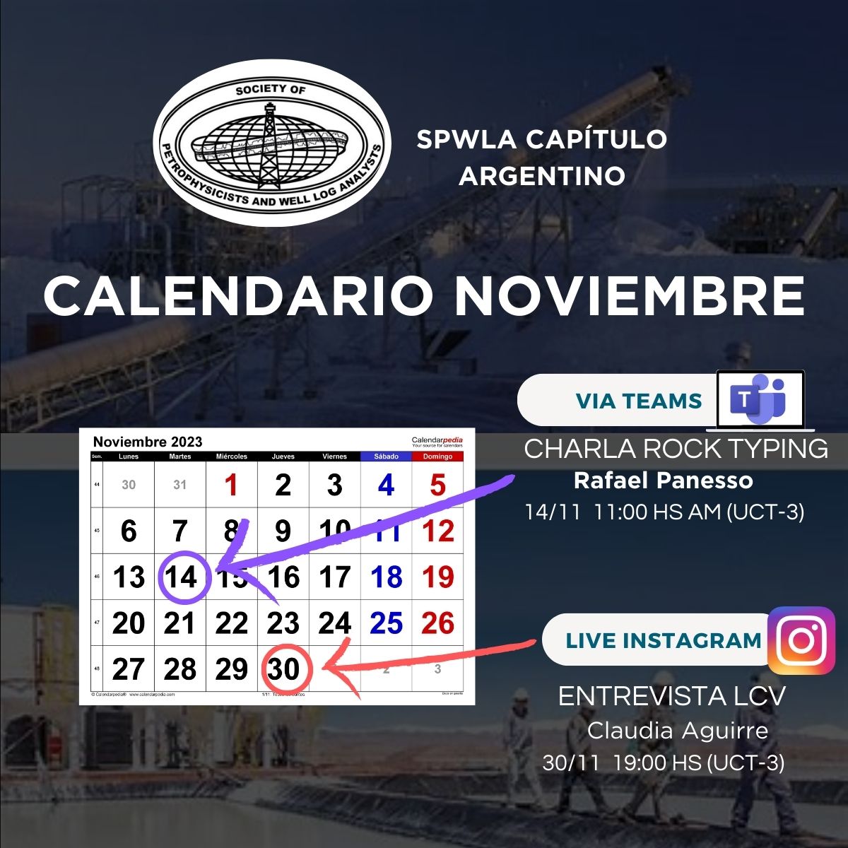 Hola Comunidad!🤗 Atentos al mes de noviembre que se vienen charlas interesantes‼️ Agenden!!!🗓
