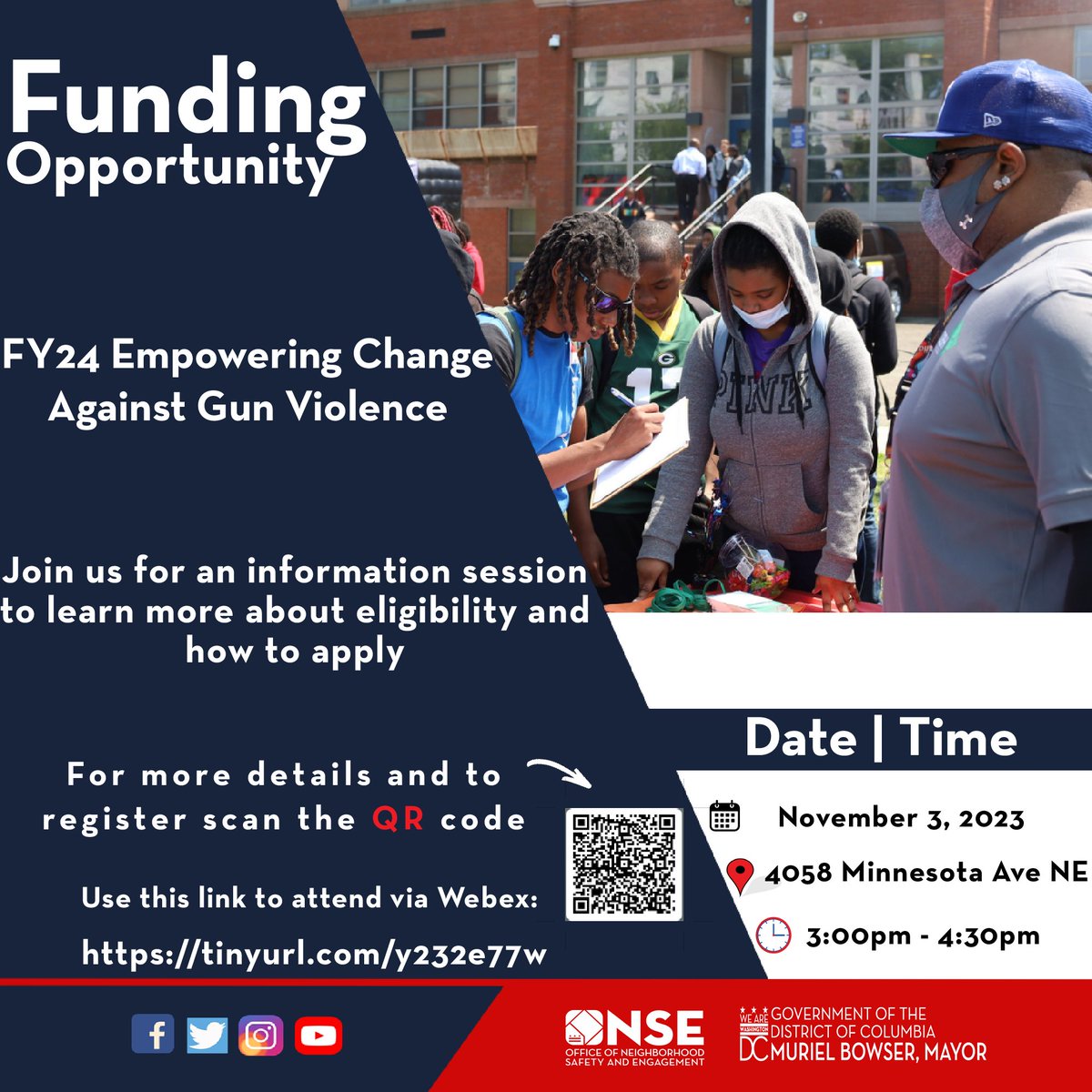Hey there!📢Don't miss out on this opportunity to help reduce gun violence and increase safety. Register and join us 11/03 👇to learn about eligibility and how to apply for this public safety grant.
