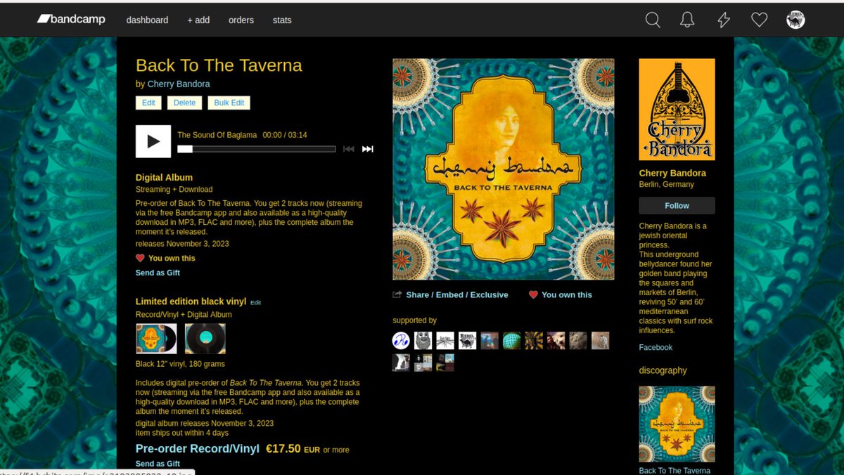 Tomorrow official release new album by Cherry Bandora on Rebel Up Records &amp; Rumi Sounds. Vinyl pre-order is still on at discounted price, tomorrow mid day the price will rise, so better be quick to order your copy! :)
cherrybandora.bandcamp.com/album/back-to-…