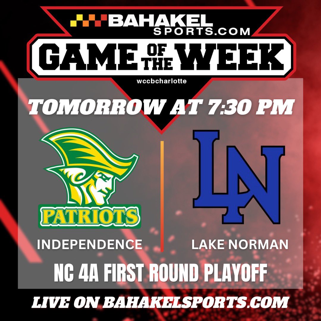 🚨 PLAYOFF GAME ALERT 🚨 Bahakel Sports is excited to be streaming the NC 4A First Round Playoff game between @BigIFootball and @TheLake_FB! 🏈 Make sure to save this link and stream the game tomorrow at 7:30pm ⬇️🏈⬇️ bahakelsports.com/hs-football-in…