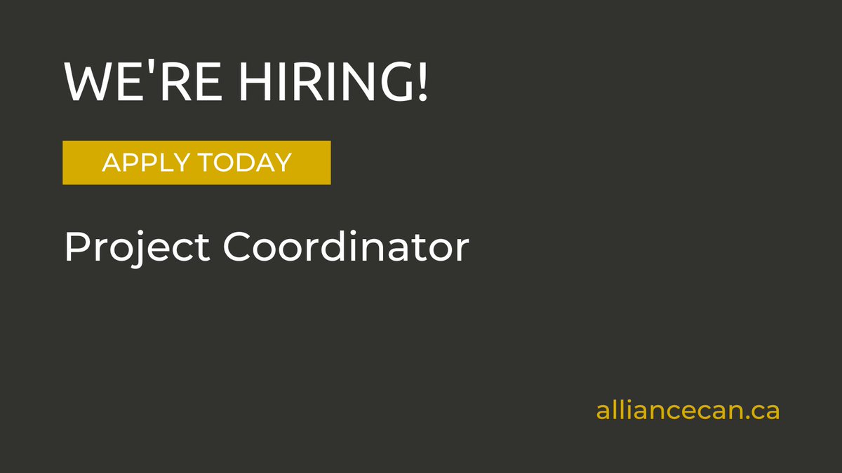 Alliance_Can's tweet image. Join our team! We&apos;re seeking a Project Coordinator to oversee the planning and coordination of key initiatives at the Alliance. Learn more: alliancecan.ca/en/latest/care…
#Hiring
