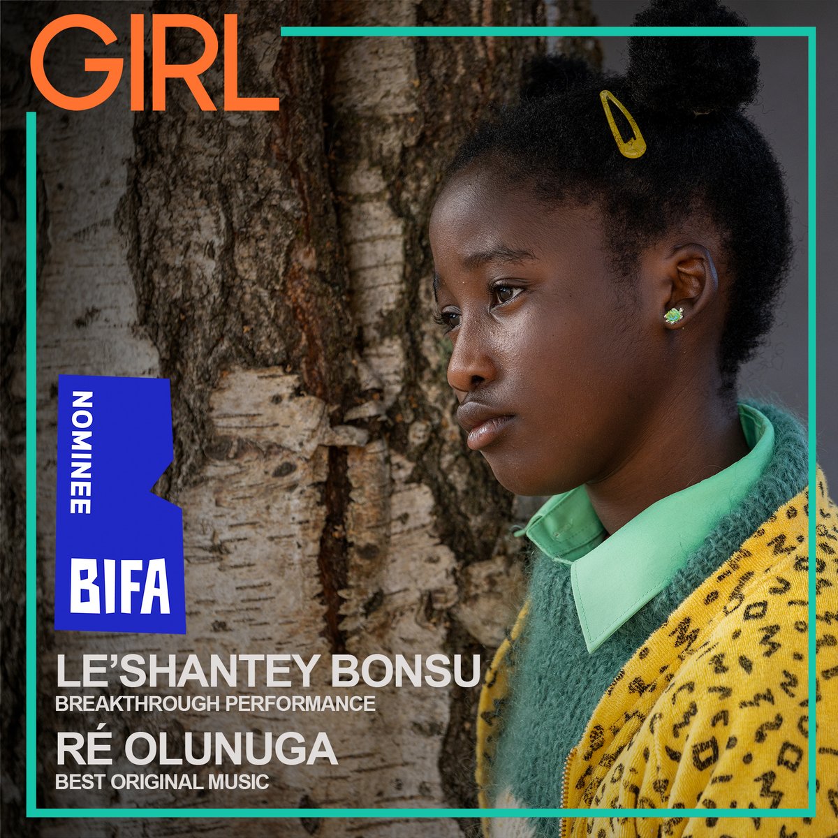 GIRL has been nominated for 2 BIFAs 🏆🏆 Congratulations to Le'Shantey Bonsu and Ré Olunuga for being nominated for Best Breakthrough Performance and Best Originial Music 🌟🌟 @FilmSoho_ @BFI @BBCFilm @screenscots @barry_crerar @AduraOnashile @DannySapani