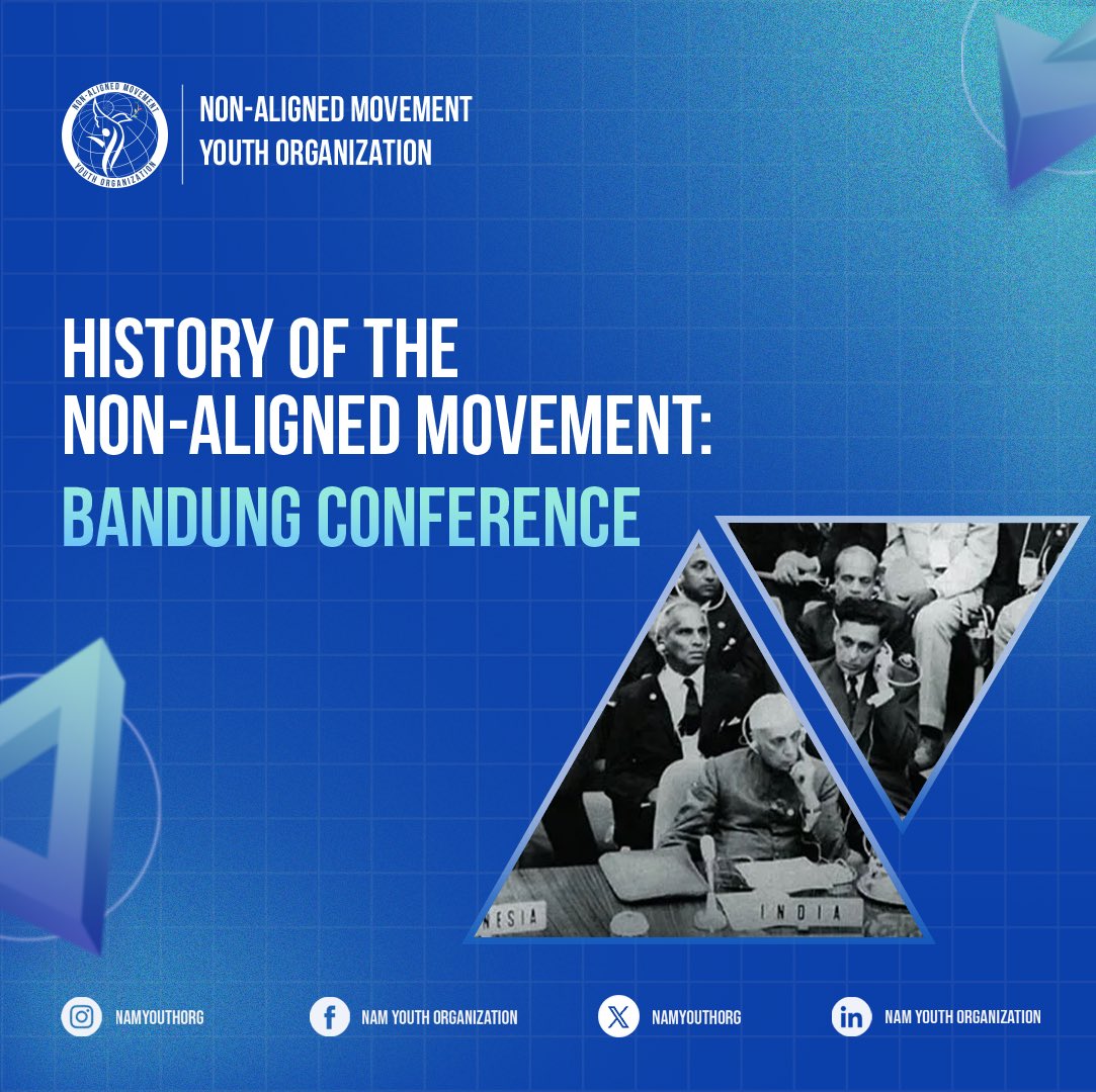 namyouthorg's tweet photo. The next post within our series entitled "#History of the Non-Aligned Movement" is dedicated to the #Bandung Conference! 🤩
This conference was the precursor to the formation of #NAM and witnessed the adoption of #BandungPrinciples that continue to guide the work of NAM.
Stay tuned for our future posts featuring historical moments on the timeline of NAM and let's progress on this informative #journey together! 🙌
#BandungConference #NAM2023 #NAMYouthVision #conference