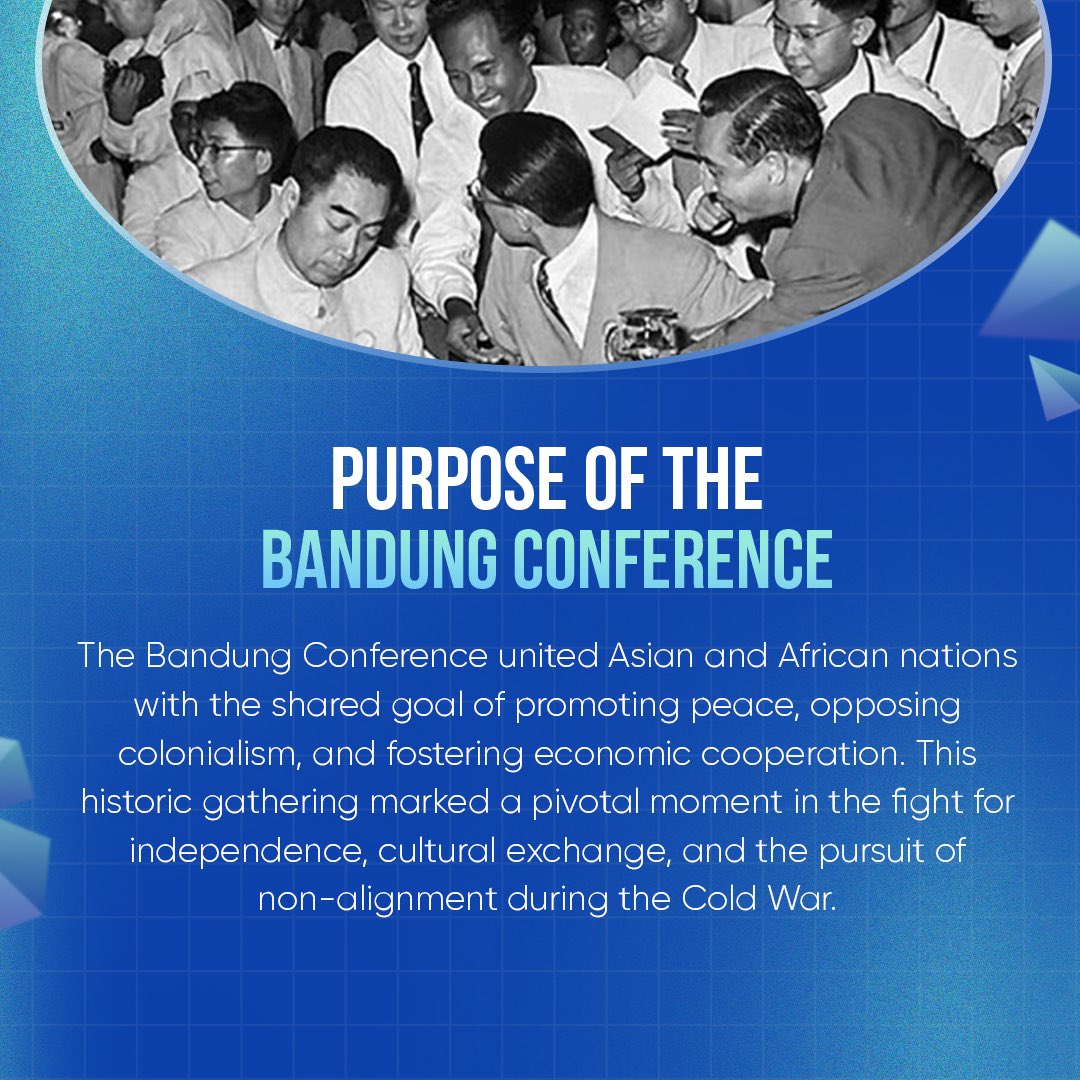 namyouthorg's tweet photo. The next post within our series entitled "#History of the Non-Aligned Movement" is dedicated to the #Bandung Conference! 🤩
This conference was the precursor to the formation of #NAM and witnessed the adoption of #BandungPrinciples that continue to guide the work of NAM.
Stay tuned for our future posts featuring historical moments on the timeline of NAM and let's progress on this informative #journey together! 🙌
#BandungConference #NAM2023 #NAMYouthVision #conference