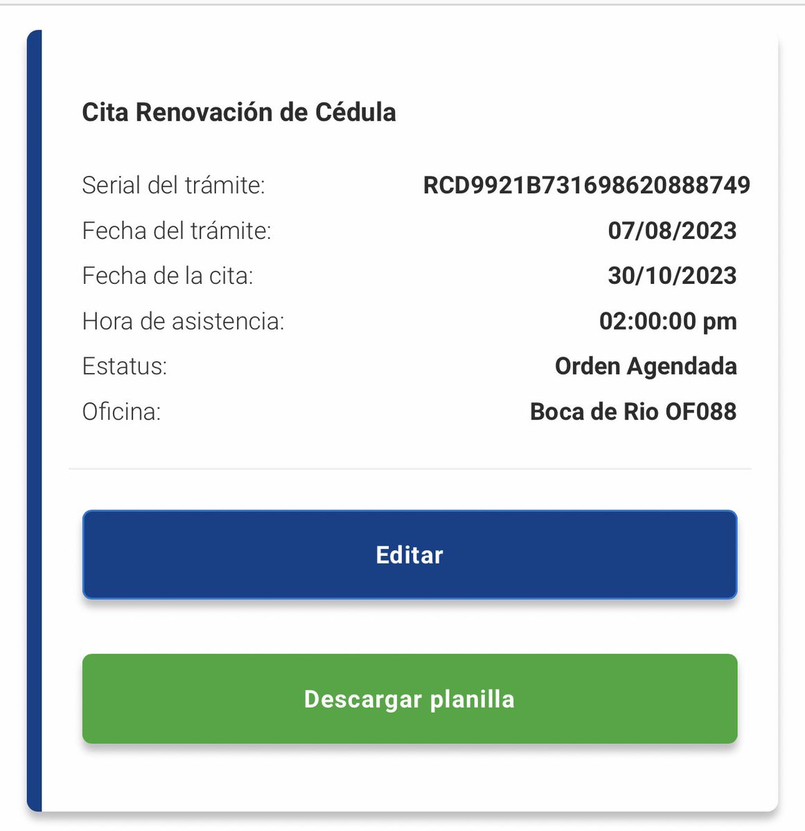 scAbril's tweet photo. @VenezuelaSaime Tengo una cita CI que se venció, necesito reprogramar y no me da la opción. Tengo dias intentando y nada. No me sale la opción de cancelar ni cambiar. https://t.co/SG1osEg6IF