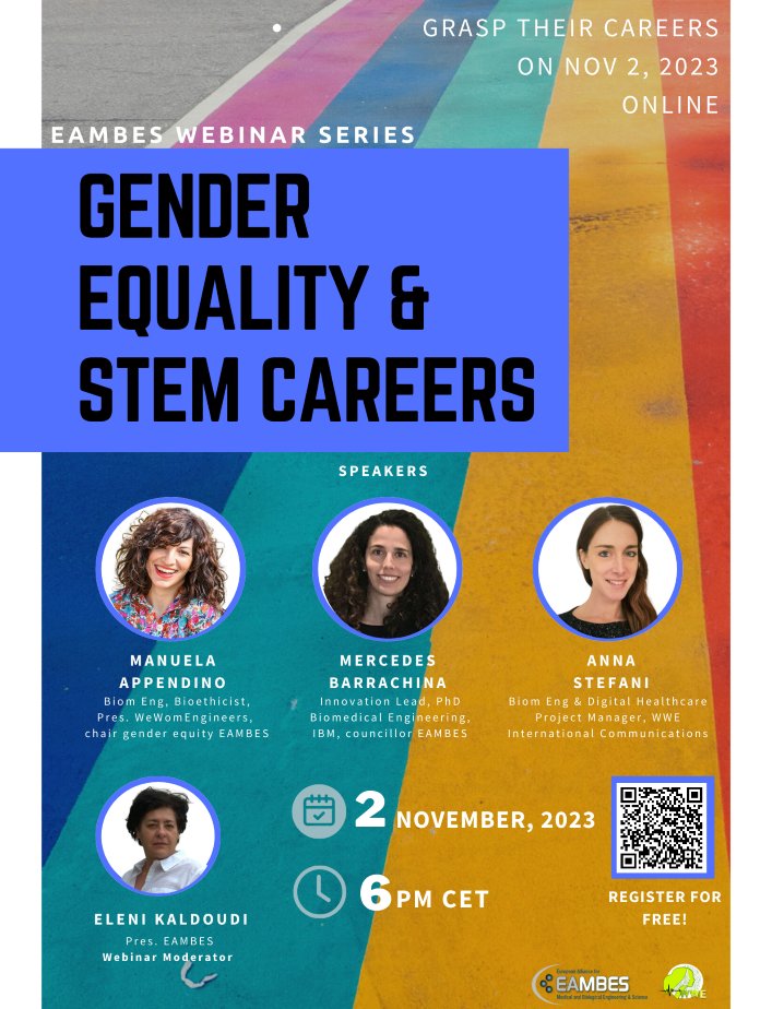📢 Join us in 45 minutes in the first EAMBES webinar at 06:00 p.m. CET! GENDER EQUALITY &amp; STEM CAREERS will feature an impressive line-up of speakers who have made significant contributions in their respective STEM fields. Join us and be part of the conversation!