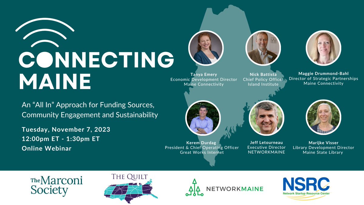 Don't miss our upcoming event on November 7, where we'll delve into Maine's digital equity initiatives. Our panel of experts will present their unique approach, which centers on Projects, Places, and People. marconisociety.org/events/connect…